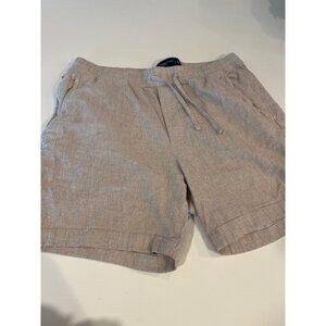 Abercrombie & Fitch Mens Beige Linen Blend Elastic Waist Shorts L With Drawstrin